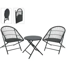 Bistroset - 3-Delig - Tuinset met Bijzettafel - Metaal - Vouwbaar
