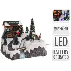 Kersthuisje met LED Verlichting en beweging - op batterijen