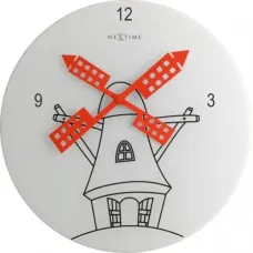 NeXtime klok 8807 Windmil, Ø30 cm, Wall, White/ Black/ Red NeXtime klok 8807 Windmil, Ø30 cm, Wall, White/ Black/ Red