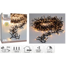 Maxi Cluster Kerstverlichting - 1000 led - 15m - extra warm wit - Timer - Lichtfuncties - Geheugen - Buiten Maxi Cluster Kerstverlichting - 1000 led - 15m - extra warm wit - Timer - Lichtfuncties - Geheugen - Buiten
