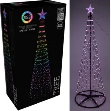 Kerstboom - Vlaggenmast - RGB Licht - 210cm - 370 LED - incl. Frame - Colour Changing Kerstboom - Vlaggenmast - RGB Licht - 210cm - 370 LED - incl. Frame - Colour Changing